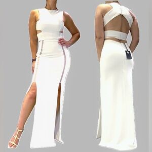 Solace London Weaver White Maxi Cut Out Dress.